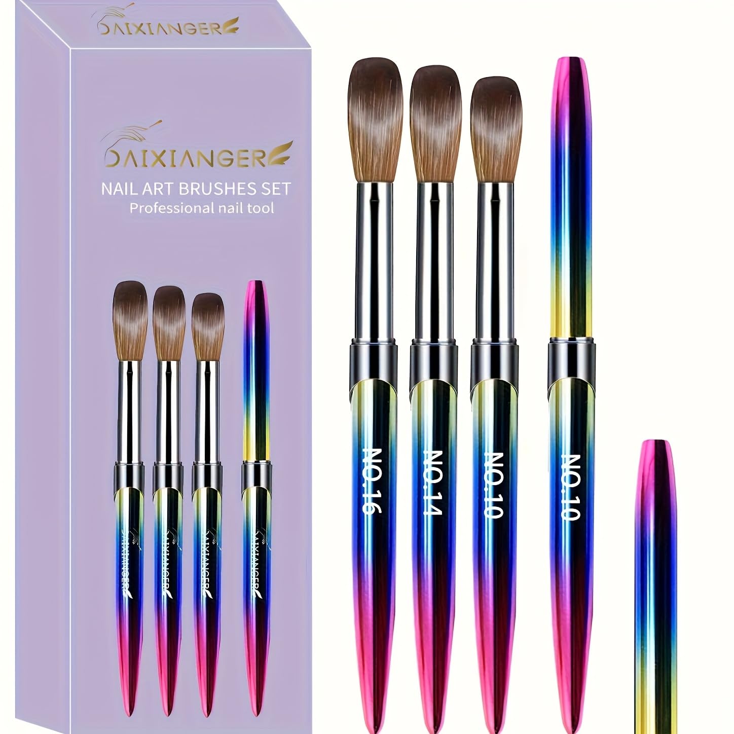 3 piece acrylic nail brush set for acrylic powder art