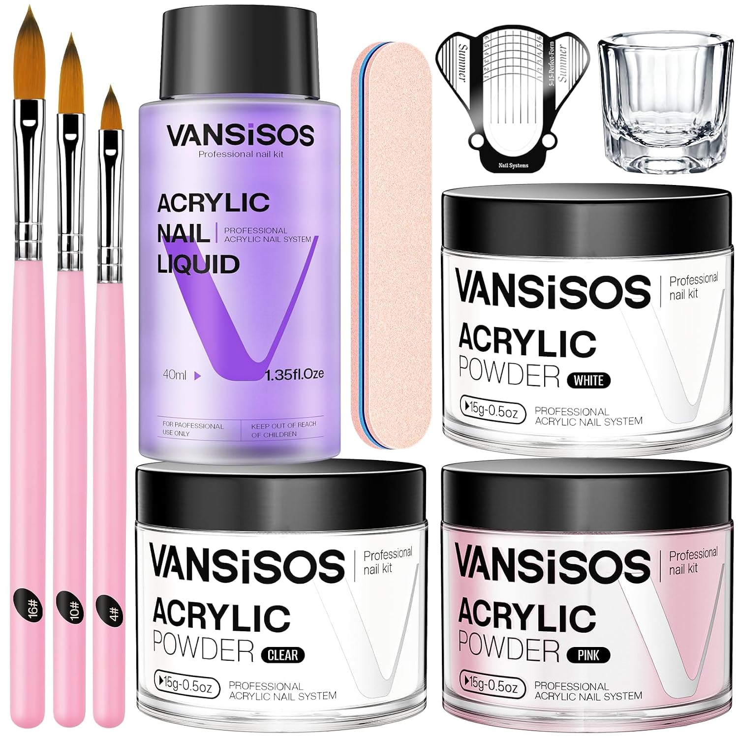 beginner acrylic nail kit: 3-Color Powder & Liquid Set
