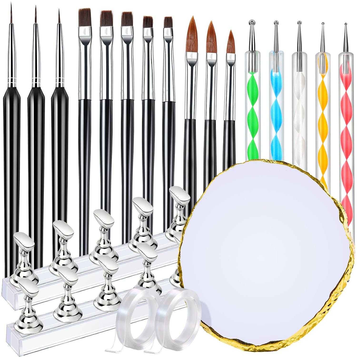 nail art brush set with stands: complete 20-piece kit
