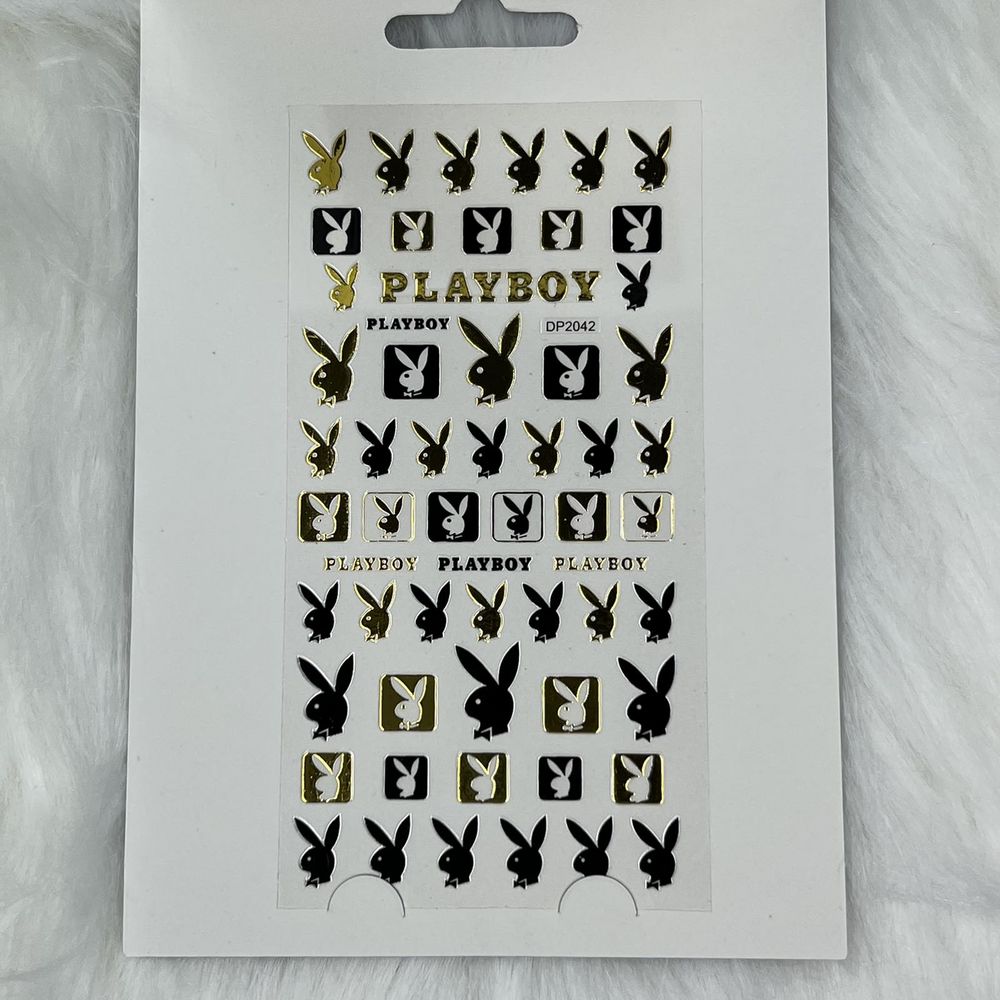 Gold Black Nail Stickers — Logo Accents for Manicures