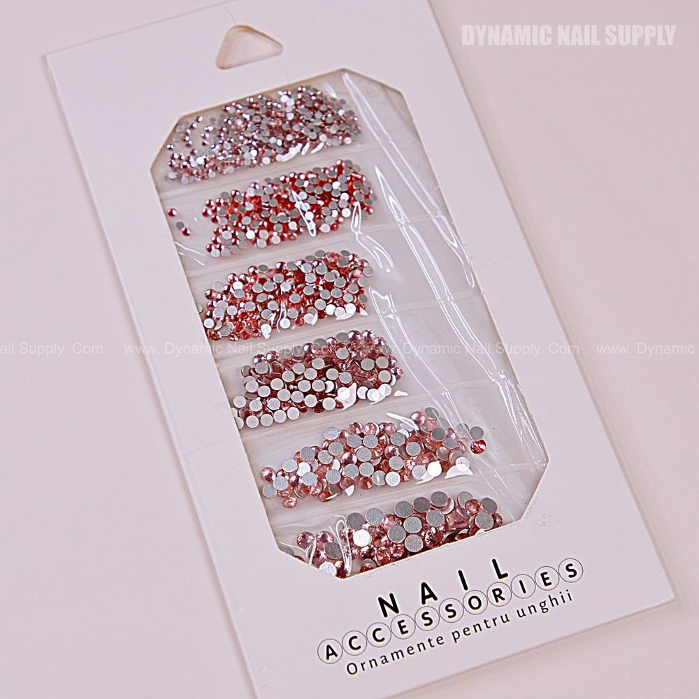 Light Pink Flatback Rhinestones: Multi-Size Nail Charms